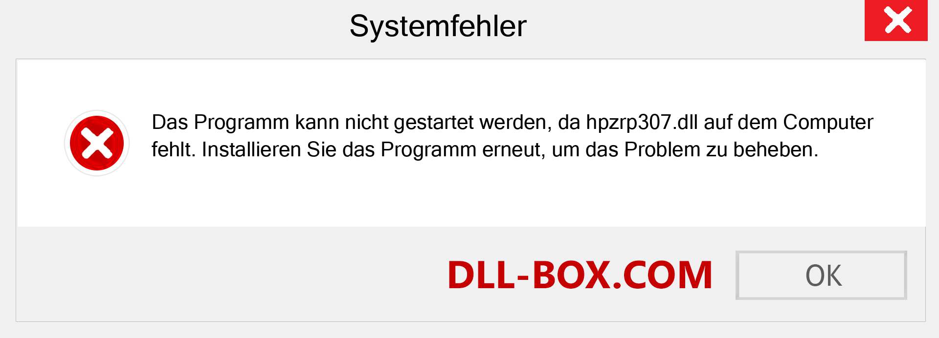 hpzrp307.dll-Datei fehlt?. Download für Windows 7, 8, 10 - Fix hpzrp307 dll Missing Error unter Windows, Fotos, Bildern